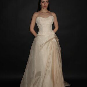 Brand New US 8 Beige Corded Lace Two-Piece Bridal Gown